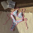 Women Split Leopard Print Printed Sexy Swimsuit Women Triangle Bandage Swimsuit Bikini Bella Mia
