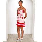 Women Dress Positioning Printed Sexy Chest Wrapped Mini Dress Bella Mia