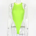Summer Women Clothing Slim Vest Top Sexy Halter Sleeveless High Slit Bodysuit Bella Mia
