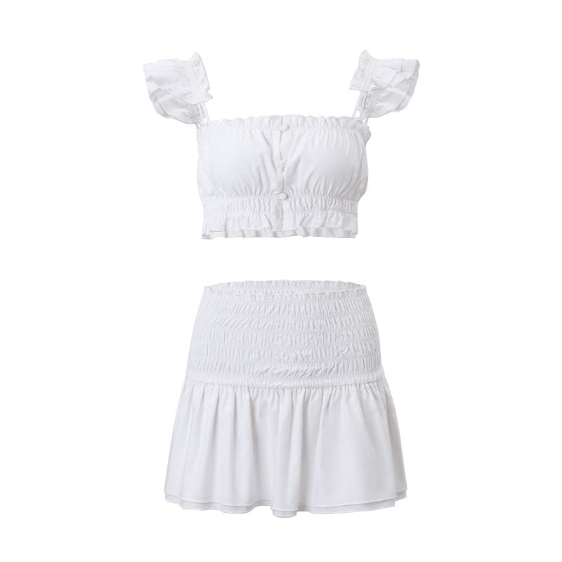 Summer Women Clothing Kylie Same Sexy Two Piece Suit Simple Short Vest A Line Skirt Bella Mia