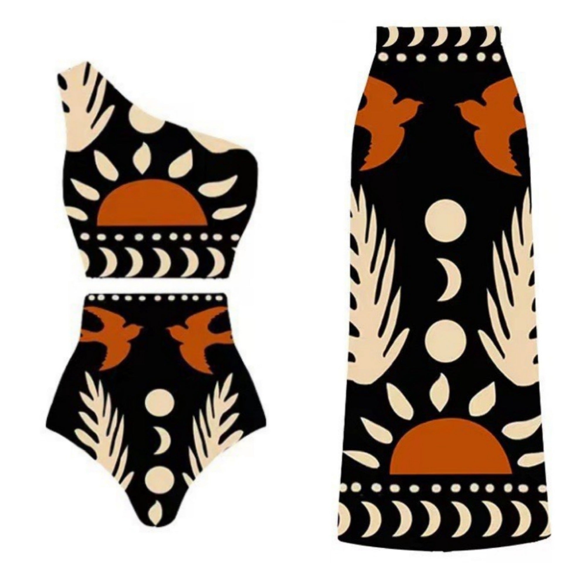 Lonkey Swimwear Retro Printed Mesh Trousers Conservative Swimwear Bikini Bella Mia