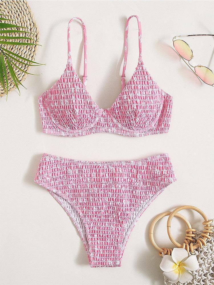 Sexy Printed Steel Bracket Beach Split Bikini High Waist Special Fabric Swimsuit Swimwear Women Bella Mia