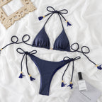 Women Sexy Bikini Women Plain Tassel Split Beach Swimsuit Suit Women Bella Mia