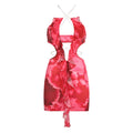 Summer Vacation Ruffled Ribbon Small Floral Print Hollow Out Cutout Sexy Halter Spaghetti Straps Dress Bella Mia
