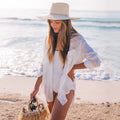 Crepe Shirt Seaside Vacation Blouse Beach Bikini Coat Shirt Swimsuit Outwear Cardigan Bella Mia