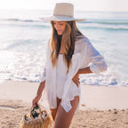 Crepe Shirt Seaside Vacation Blouse Beach Bikini Coat Shirt Swimsuit Outwear Cardigan Bella Mia