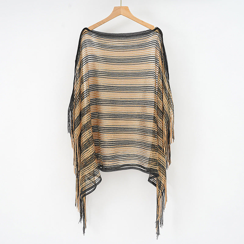 Sexy Mesh Sunscreen Striped Sunscreen Shawl Scarf Lady Shawl Towel Bella Mia
