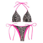 Printing Lady Sexy Lace Up Triangle Split Bikini Swimsuit