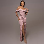 Spring Sexy Solid Color Backless Slit Splicing Sling Maxi Dress Bella Mia