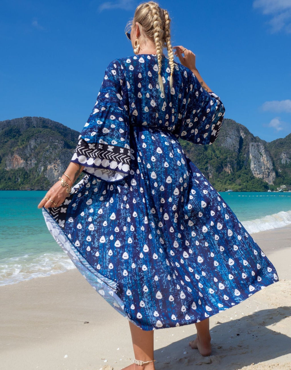 Rayon Printed Cardigan Holiday Casual Beach Bikini Cover Colors Bella Mia