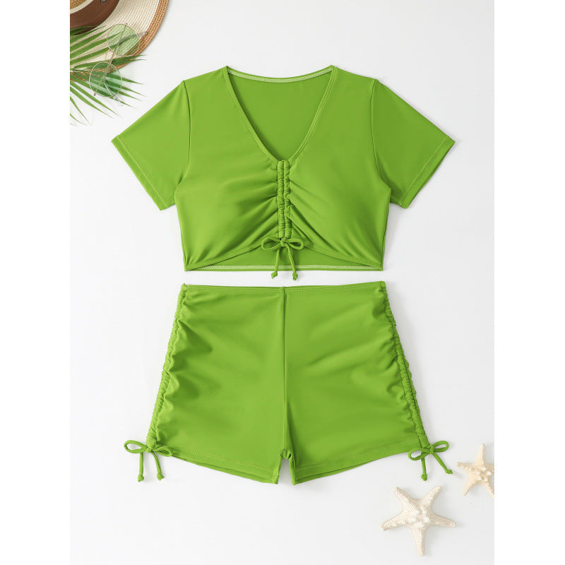 Swimsuit Women Sexy Boxer Short Sleeve Conservative Split Bikini Swimsuit Bikini Bella Mia