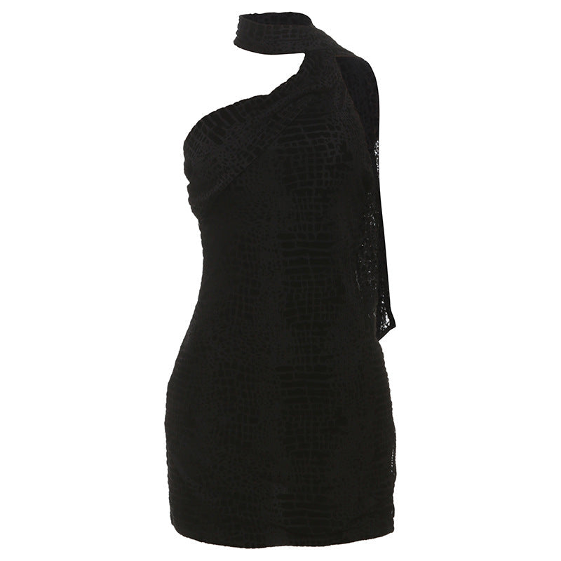 Spring Women Elegant Sexy Slim Fit Backless Lace up Scarf Collar Dress Women Bella Mia