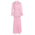 Women Clothing Fall Collared Long Sleeve Shirt Solid Color Waist Seal Skirt Three Piece Set Bella Mia