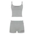 Street Casual Sports Women Slim Fit Letters Embroidered Strap Shorts Fitness Two Piece Sets Summer