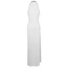Hollowed out Halter Backless High Bifurcated Rivet Diamond Women Clothing Solid Color Dress Bella Mia