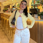 Best Seller in Women Clothing Summer Street Shooting Cardigan Button Solid Color Slim Fit Long Sleeves Top Bella Mia