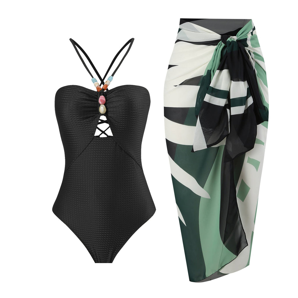 Arrival Solid Color One Piece Women Swimwear Suit French Retro Covering Belly Thin Swimming Bella Mia