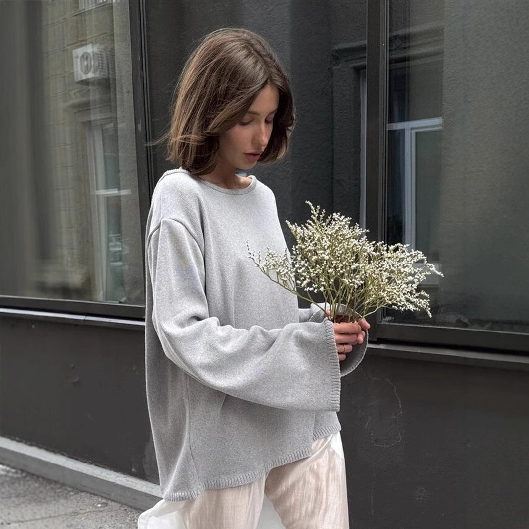 Cotton Pullover Autumn Winter Backless Sweater Loose Knitted Pullover Sweater for Women Bella Mia