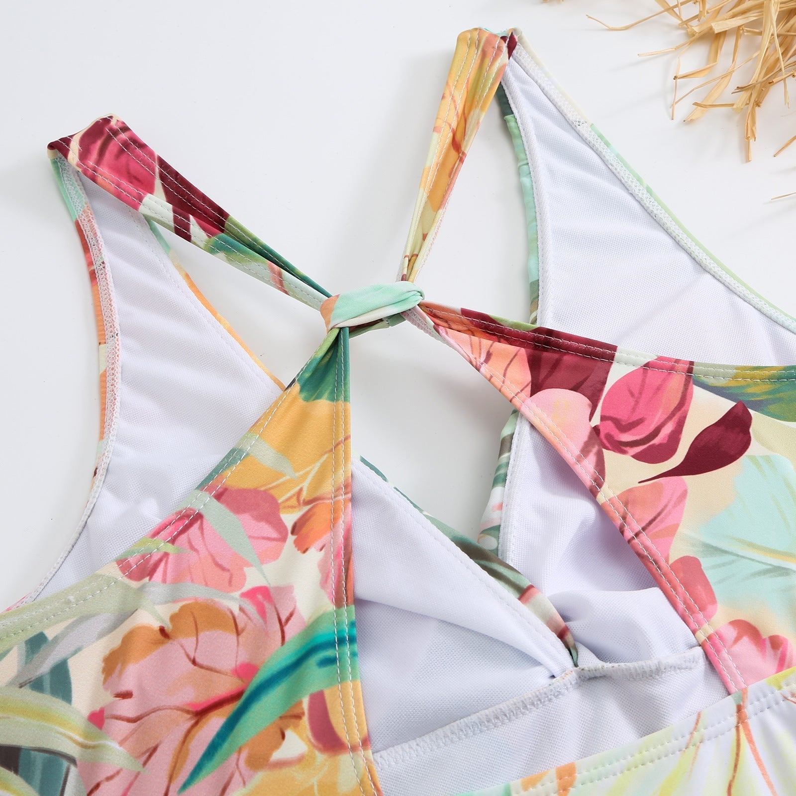 One Piece Swimsuit Women Conservatively Thin Vintage Printed Hard Bag Swimsuit with Steel Bracket Tulle Skirt Bella Mia