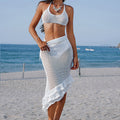 Beach Three Layer Lotus Beveled Skirt Bikini Strap Two Piece Sets Skirt Sun Protective Blouse Bella Mia