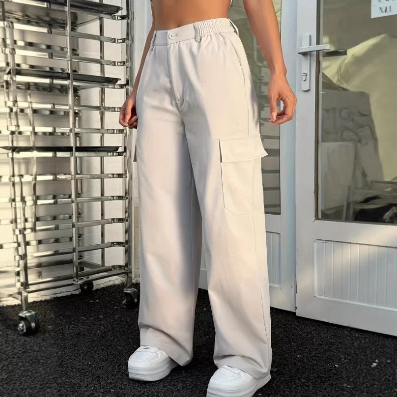 Multi Pocket Outdoor Overalls Casual Slimming High Waist Petite Women Summer Straight Leg Pants Bella Mia