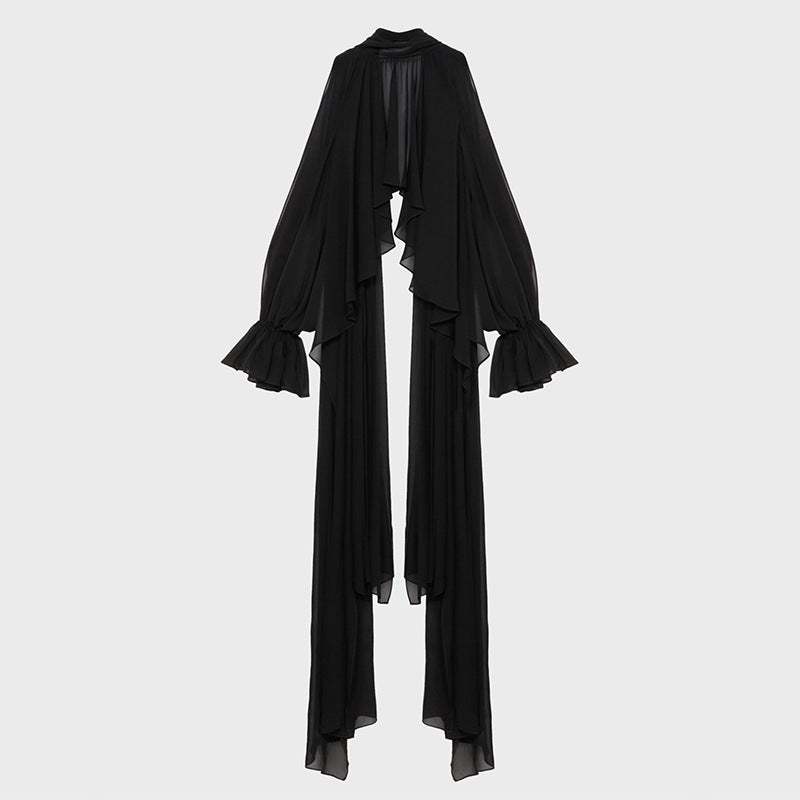 Autumn Tops Women Sweet Fresh Korean Casual Irregular Asymmetric Stand Collar Loose Solid Color Halter Shirt Bella Mia