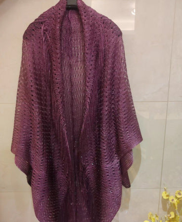 Popular Flat Towel Talma Sleeved Split Shawl Vacation Beach Cover Up Sun Protection Clothing Tassel Overclothes Bella Mia