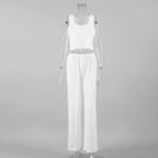 Spring Summer Home Wear Sleeveless Vest Pants Two Piece Set Knitted Emerized Pajamas for Women Bella Mia