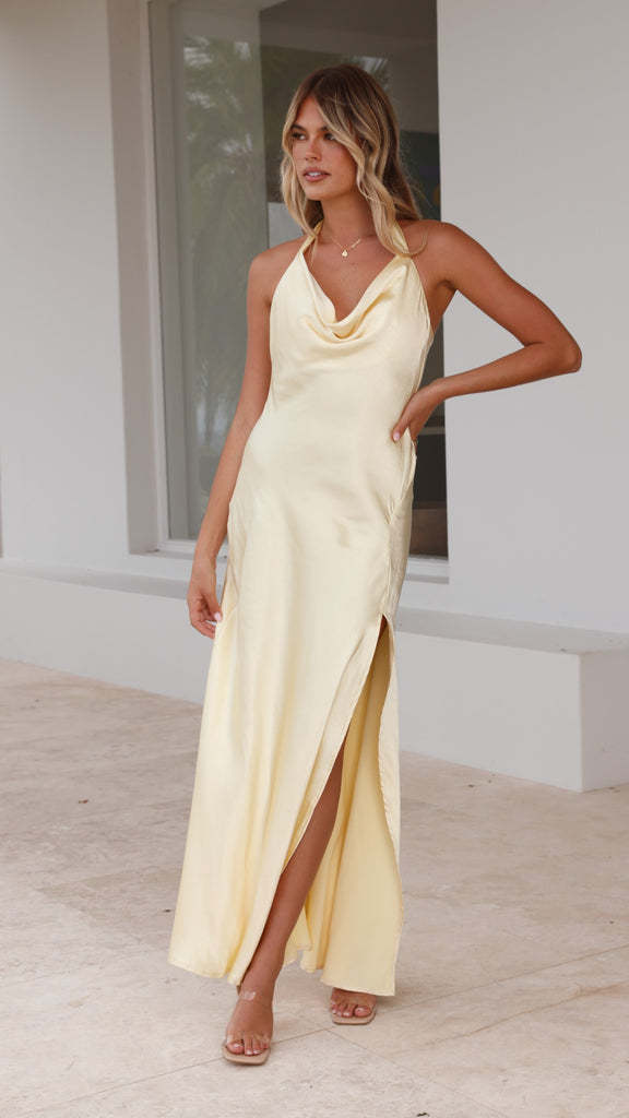 Women Summer Suspender Sexy Slit Dress Slim Fit Backless Solid Color Maxi Dress Bella Mia