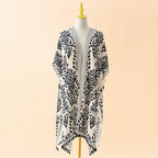 Spring Summer Striped Floral Print Pattern Chiffon Sun Protective Blouse Ball Decorative Cardigan Bella Mia