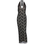 Summer Women Clothing Sexy Halter Lace Split Slim Slimming Dress Bella Mia