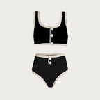 Black White Simple High Grade Split Swimsuit Women Classic Bikini Bella Mia