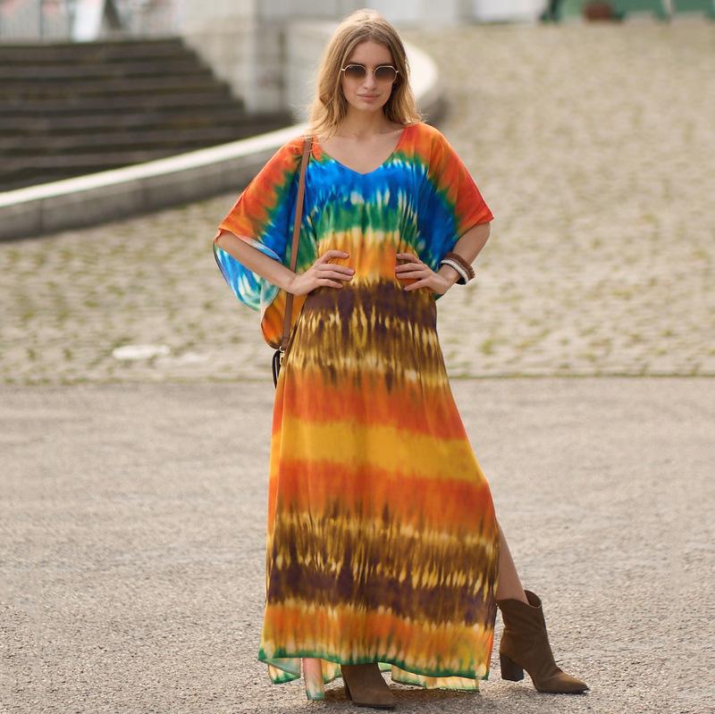 Rayon Positioning Printing Beach Cover up Loose Vacation Dress Beach Cover Up Colors Bella Mia