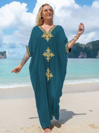 Rayon Gold Thread Embroidery Beach Cover up Sexy Loose Embroidery Vacation Skirt Beach Cover Up Bella Mia