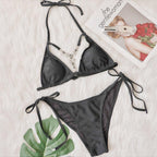 New Swimsuit Sexy Hollow Out Cutout Vintage Crystal Diamond Bikini Strap Women Swimsuit Bella Mia