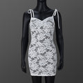 Sexy Women Clothing See through Slim Fit Lace up Sling Floral Lace Sheath Dress Bella Mia