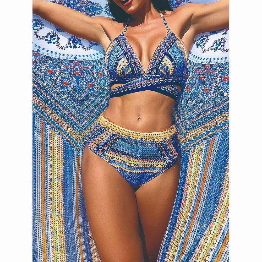 Bikini Sexy Cross High Waist Split Swimsuit Women Extra Long Sun Protective Blouse Bella Mia