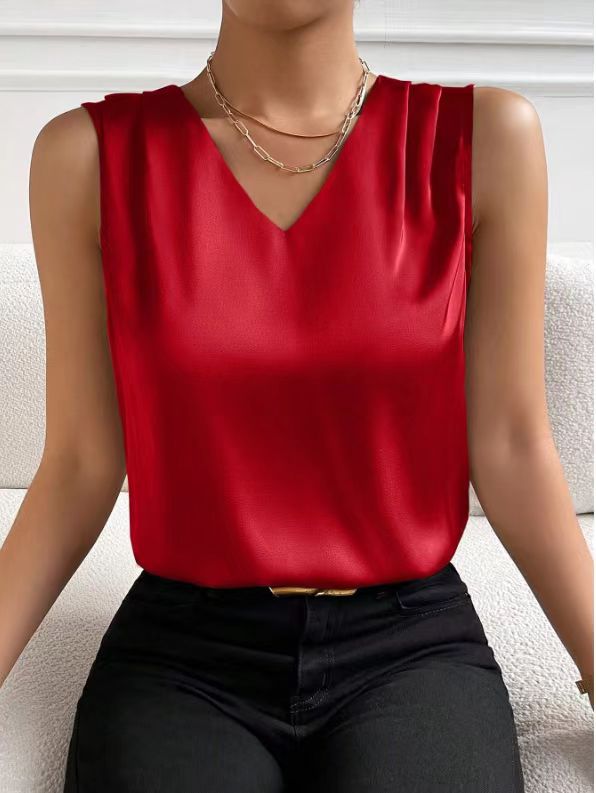 Women Satin Tank Top Office Vest Bottoming Top Bella Mia