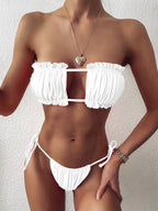 Multi-Color Split Pleated Cropped Outfit Swimsuit Bikini Bikini Bella Mia