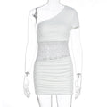 Summer Women Clothing Sexy Shoulder Lace Slim Fit Patchwork Hip Bag Dress Bella Mia