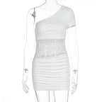 Summer Women Clothing Sexy Shoulder Lace Slim Fit Patchwork Hip Bag Dress Bella Mia