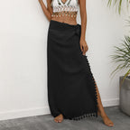 Women Clothing Lace Up Beach Skirt Tassel Stitching Irregular Asymmetric One Piece Sexy Skirt Bella Mia
