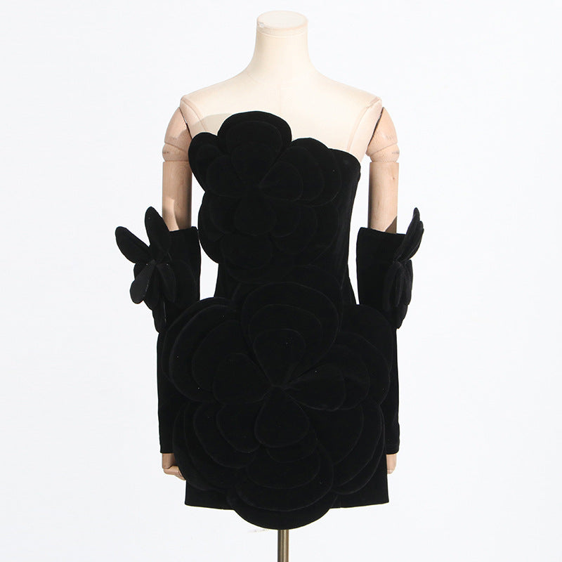 French Sexy Socialite Autumn Retro Tube Top Stitching Floral Dress High Sense Women Bella Mia