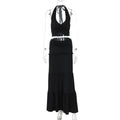 Women Clothing Summer Lace Halterneck Vest Pleated Skirt Two Piece Set for Women Bella Mia