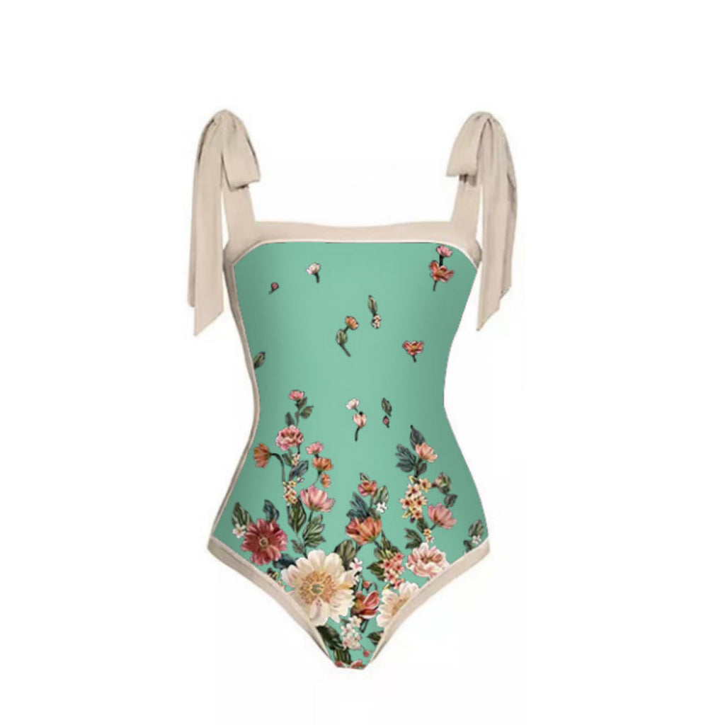Mesh Two Piece French Swimsuit Digital Printing Sheath Dress Swimsuit for Women Bella Mia