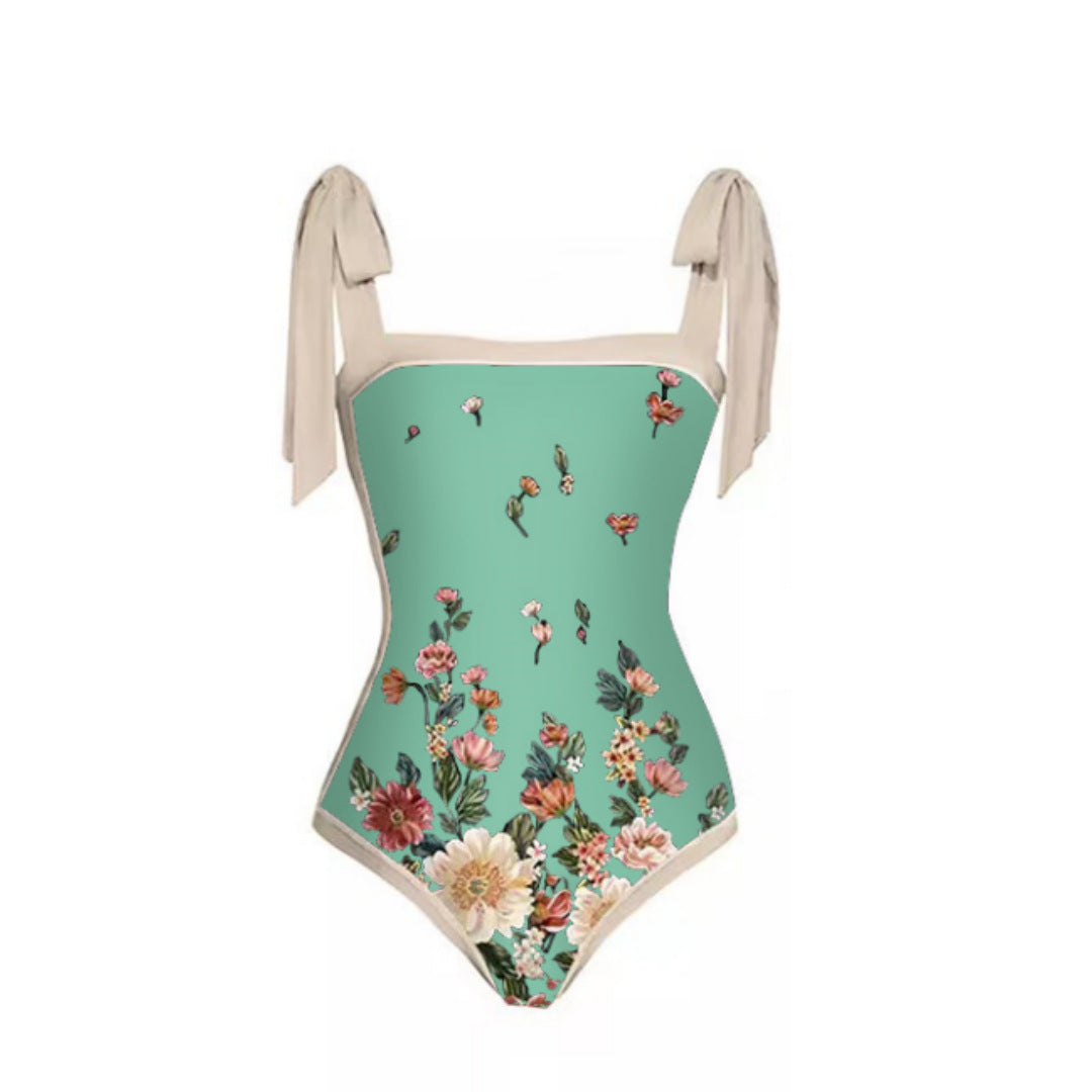 Mesh Two Piece French Swimsuit Digital Printing Sheath Dress Swimsuit for Women Bella Mia