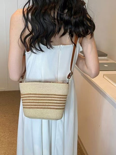 Stripe Straw Bag Fresh Simple Straw Bag Woven Bag Vacation Beach Bag Women Bag Bella Mia