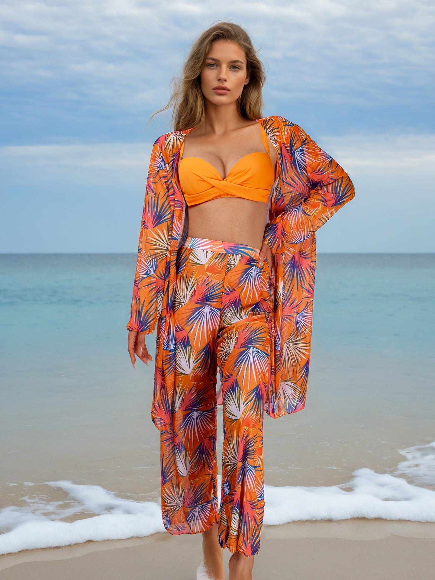 Four Piece Set Women Swimsuit Long Sleeve Blouse Sun Protective Pants Bikini Bella Mia