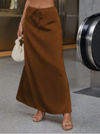 Popular Satin Satin Skirt Spring Autumn Elegant Lace up Long Skirt Bella Mia