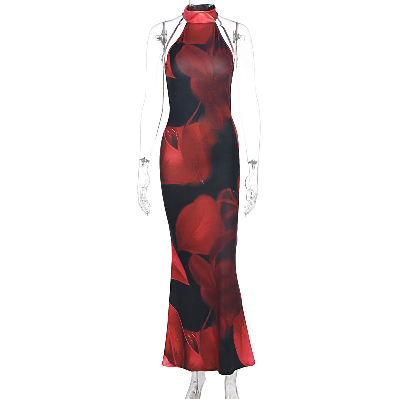 Summer Women Clothing Sexy Print Backless Slim Fit Tight Waist Hip Bag Dress Bella Mia